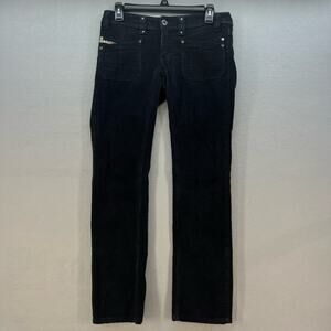 VTG Diesel Pants Women's Size 4/27 Black Corduroy Y2K Straight Preppy